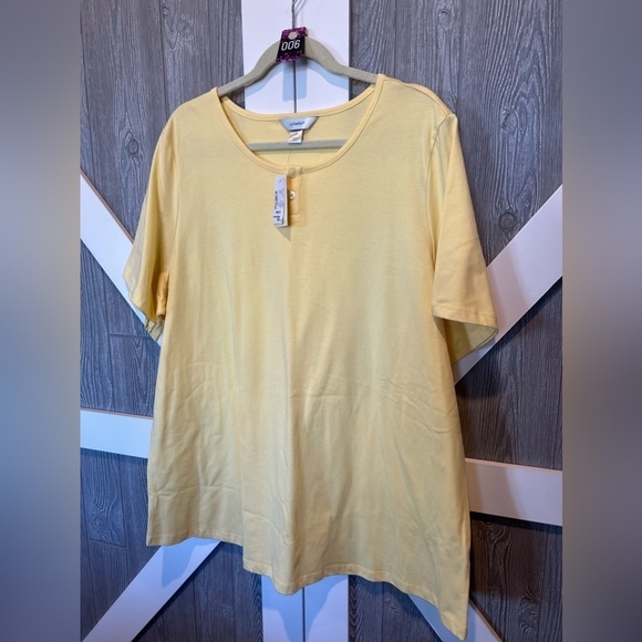 006. NWT CJ Banks Yellow Tee 3X - Picture 1 of 4